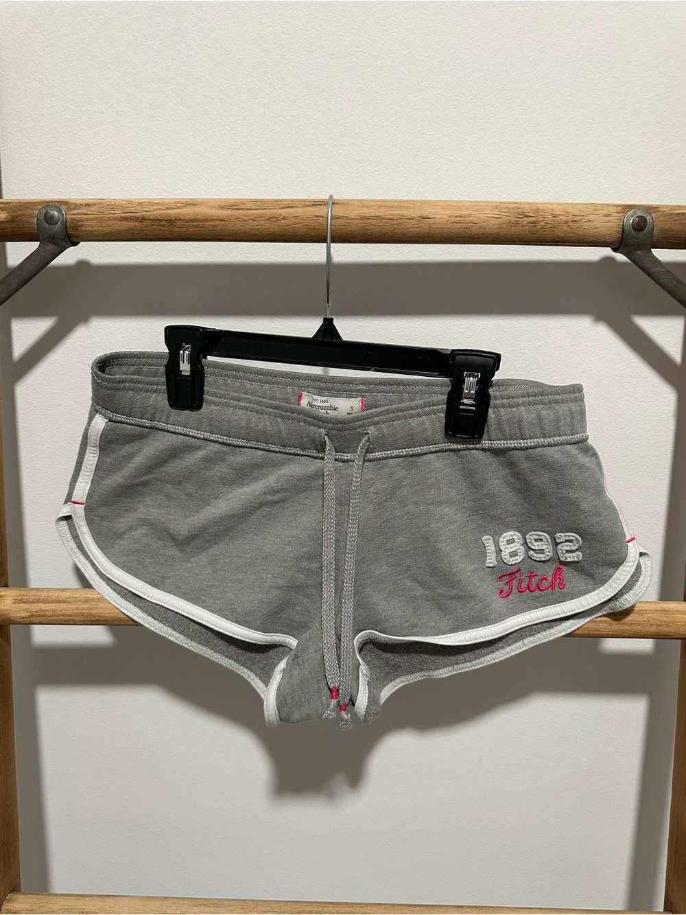 Abercrombie & Fitch Gray Dolphin Athletic Shorts with Pink Accent